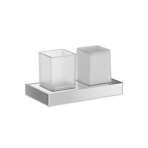 Inda Indissima A88K20CR21 wastafelset zeepdispenser en glashouder chroom/ gesatineerd glas