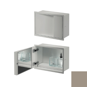 Inda MY Secret A80750VS inbouwnis met bekerhouder, zeepdispenser en spiegel 350x260mm mat visone