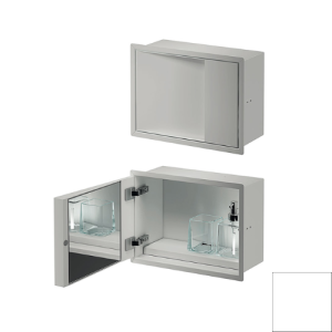 Inda MY Secret A80750WM inbouwnis met bekerhouder, zeepdispenser en spiegel 350x260mm mat wit