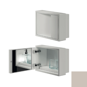 Inda MY Secret A80760AX inbouwnis met bekerhouder, zeepdispenser en spiegel 350x260mm mat avorio