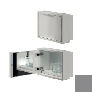 Inda MY Secret A80760TN inbouwnis met bekerhouder, zeepdispenser en spiegel 350x260mm mat titanio