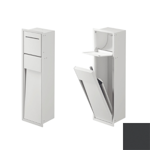 Inda MY Secret A8085AGF inbouwnis met toiletrolhouder en toiletborstelgarnituur 190x660mm mat grafite