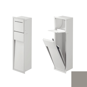 Inda MY Secret A8085APT inbouwnis met toiletrolhouder en toiletborstelgarnituur 190x660mm mat platino