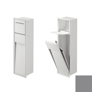 Inda MY Secret A8085ATN inbouwnis met toiletrolhouder en toiletborstelgarnituur 190x660mm mat titanio