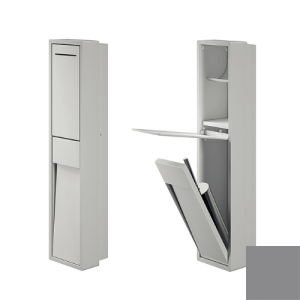 Inda MY Secret A8086CTN inbouwnis met toiletrolhouder en toiletborstelgarnituur 190x860mm mat titanio