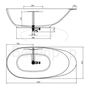 Clou First CL0513010 vrijstaand bad 182x82 aluite wit