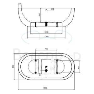 Clou InBe IB0540102 vrijstaand bad 180x85 acryl wit