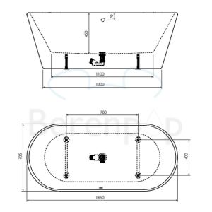 Clou InBe IB0540301 vrijstaand bad 165x73 acryl wit