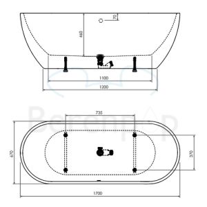 Clou InBe IB0540302 vrijstaand bad 170x67 acryl wit