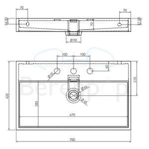 Clou Wash Me CL0213032 wastafel 70x42cm aluite wit