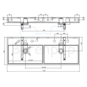 Clou Wash Me CL0213039 dubbele wastafel 110x42cm aluite wit