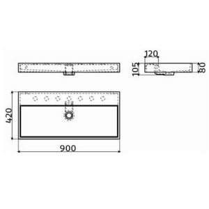 Clou Wash Me CL0226034 wastafel 90x42cm mineral marmer wit