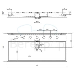 Clou Wash Me CL0230034 wastafel 90x42cm keramiek mat zwart