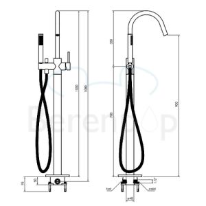 Clou Xo CL060400129 type 1 vrijstaande badkraan met handdouche chroom