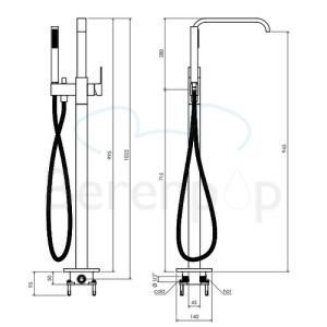 Clou Xo CL060400329 type 3 vrijstaande badkraan met handdouche chroom