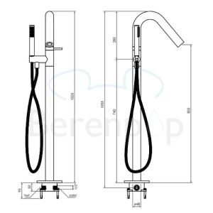 Clou Xo CL060400829 type 8 vrijstaande badkraan met handdouche chroom