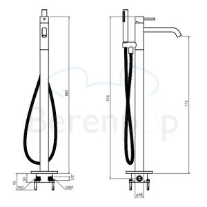Clou Xo CL060401329 type 13 vrijstaande badkraan met handdouche chroom