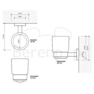 Decor Walther Basic 0530960 BA WMG glashouder wit gesatineerd glas/ mat zwart