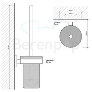 Decor Walther Basic 0531060 BA WBG toiletborstelgarnituur wit gesatineerd glas/ mat zwart