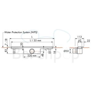 Easy Drain Compact 50 TAF Wall EDCOMTAFW120050 douchegoot 120cm zijuitloop (OUTLET)