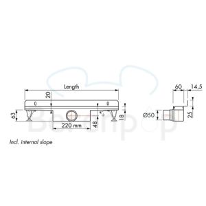 Easy Drain Compact 50 Wall EDCOMW90050 douchegoot 90cm zijuitloop