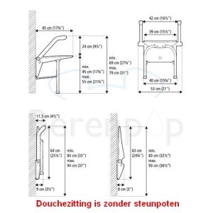 Etac Relax 81708050 douchezitting met armsteunen en rugleuning Volcano grijs