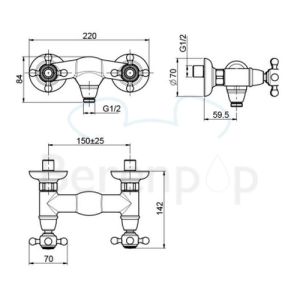 Fima Carlo Frattini Elizabeth F50851BR opbouw douchekraan 2-greeps brons