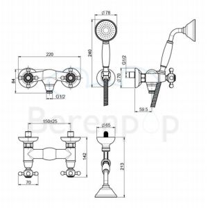Fima Carlo Frattini Elizabeth F5085BR opbouw douchekraan 2-greeps met garnituur brons