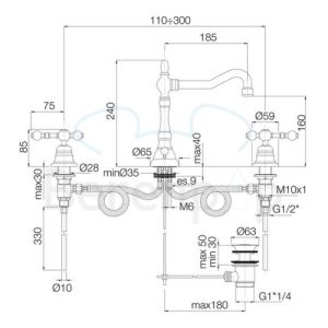 Fima Carlo Frattini Epoque F5051OR 3-gats wastafelkraan 2-greeps goud