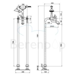 Fima Carlo Frattini Epoque F50544BR vrijstaande badkraan 2-greeps met garnituur brons