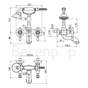 Fima Carlo Frattini Epoque F5054CR badkraan opbouw 2-greeps met garnituur chroom