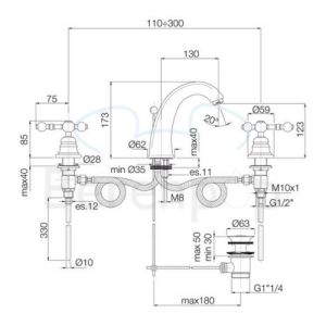 Fima Carlo Frattini Epoque F5071BR 3-gats wastafelkraan 2-greeps brons
