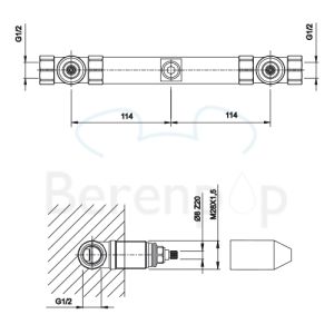Fima Carlo Frattini F2240 inbouwdeel voor 3-gats wandwastafelkraan
