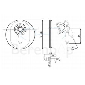 Fima Carlo Frattini Herend F5409X2BR inbouw bad/ douchekraan 1-greeps met 2 weg omstelling (2 uitgangen) brons