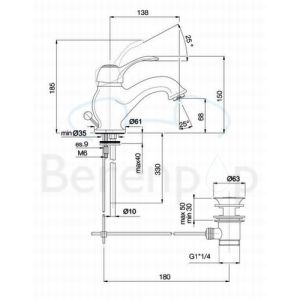 Fima Carlo Frattini Lamp F3301SN wastafelkraan 1-greeps geborsteld nikkel