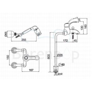 Fima Carlo Frattini Lamp F33044CR vrijstaande badkraan 1-greeps met garnituur chroom