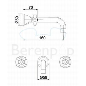 Fima Carlo Frattini Olivia F50015OR 3-gats wandwastafelkraan 2-greeps uitloop 16cm goud