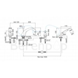 Fima Carlo Frattini Olivia F5014CR badrandkraan 4-gats met inzinkbaar garnituur chroom