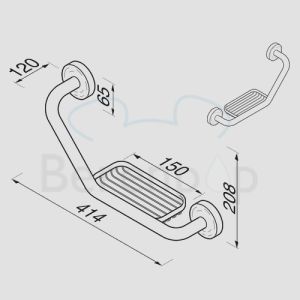 Geesa Luna 5528 badgreep 45 graden met zeephouder chroom
