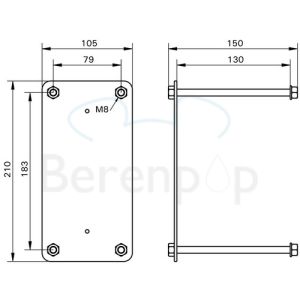 Handicare (Linido) LI0126501402 contraplaat t.b.v. opklapbare toiletbeugels RVS gecoat wit (per stuk)