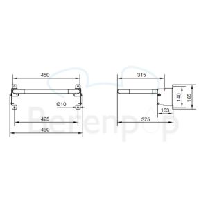 Handicare (Linido) LI2201001402 douchezitting (met verkorte zitdiepte) RVS gecoat wit