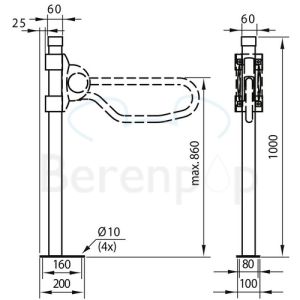 Handicare (Linido) LI2608000111 vloerstatief t.b.v. opklapbare toiletbeugel staal gecoat antraciet