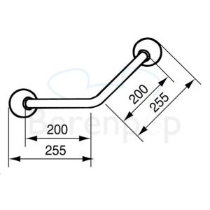 Handicare (Linido) LI2611007211 wandbeugel 45° 200x200mm RVS gepolijst (antraciete afdekkappen)