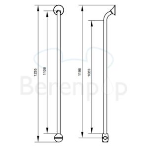 Handicare (Linido) LI2611018211 verticale combi-beugel Ergogrip 1235mm RVS gepolijst (antraciete afdekkap)