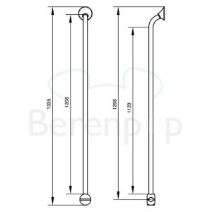 Handicare (Linido) LI2611019402 verticale combi-beugel Ergogrip 1335mm RVS gecoat wit