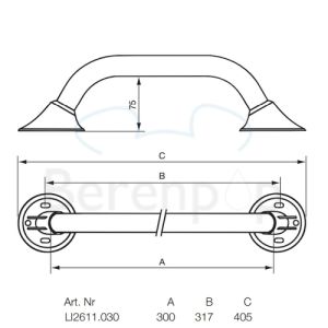 Handicare (Linido) LI2611030402 wandbeugel Ergogrip 300mm RVS gecoat wit