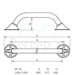 Handicare (Linido) LI2611040102 wandbeugel Ergogrip 400mm staal gecoat wit