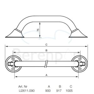 Handicare (Linido) LI2611090111 wandbeugel Ergogrip 900mm staal gecoat antraciet
