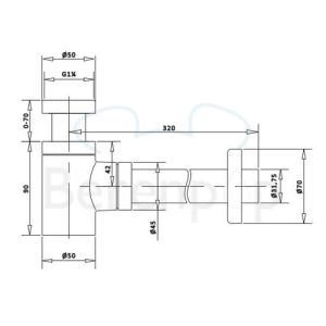 San4U 1023117 designsifon voor fonteinen nikkel RVS look