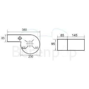 San4U 2504710 Step (links) fontein 38x23x9,5cm keramiek wit